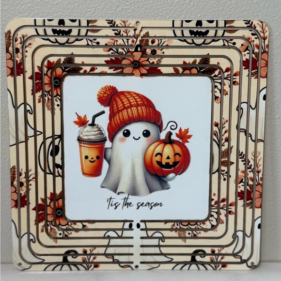 Festive Ghost and Pumpkin Wind Spinner - Picture 1 of 2